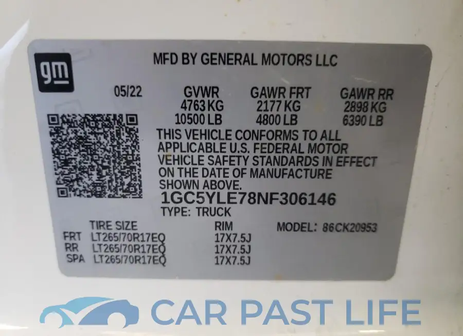 1GC5YLE78NF306146# 12