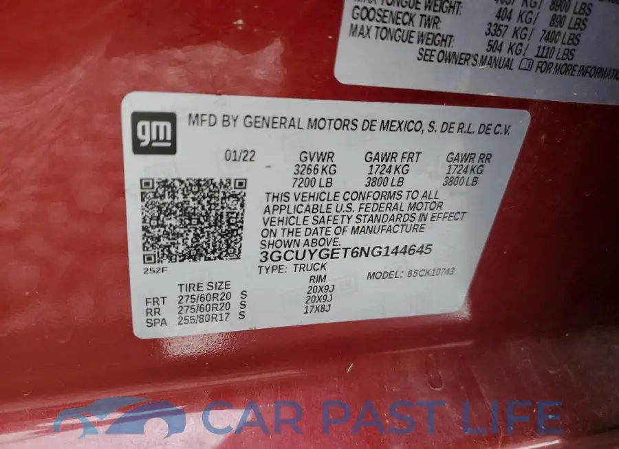 3GCUYGET6NG144645# 12