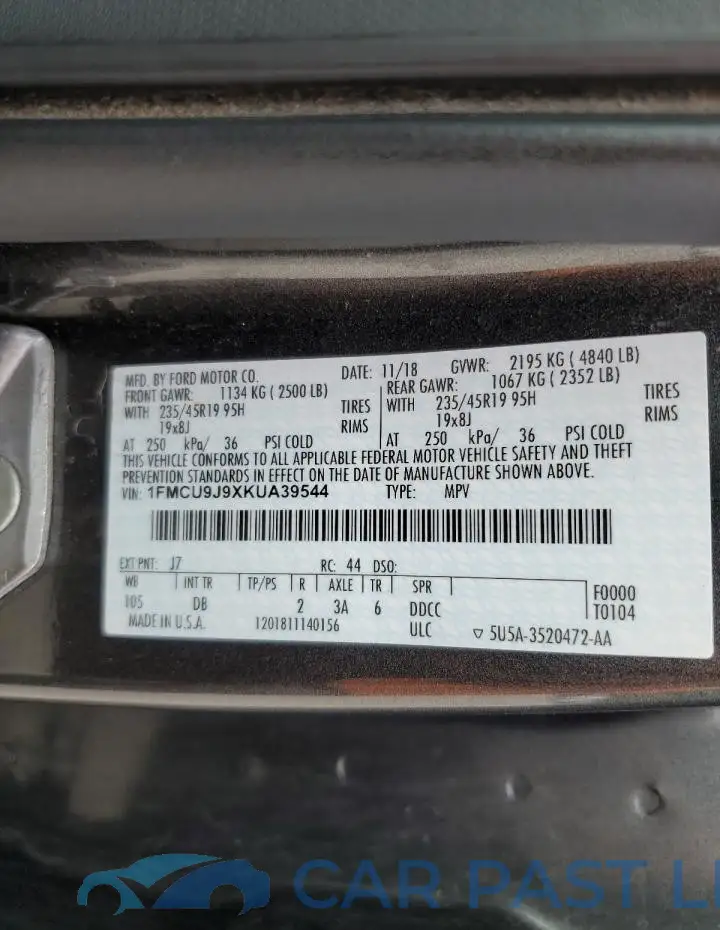 1FMCU9J9XKUA39544# 14
