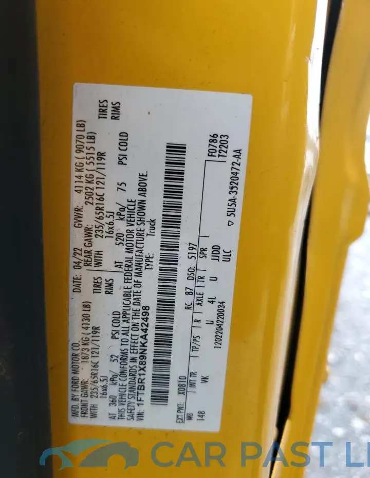 1FTBR1X89NKA42498# 13