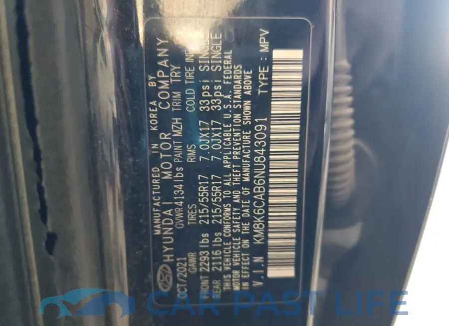 KM8K6CAB6NU843091# 12