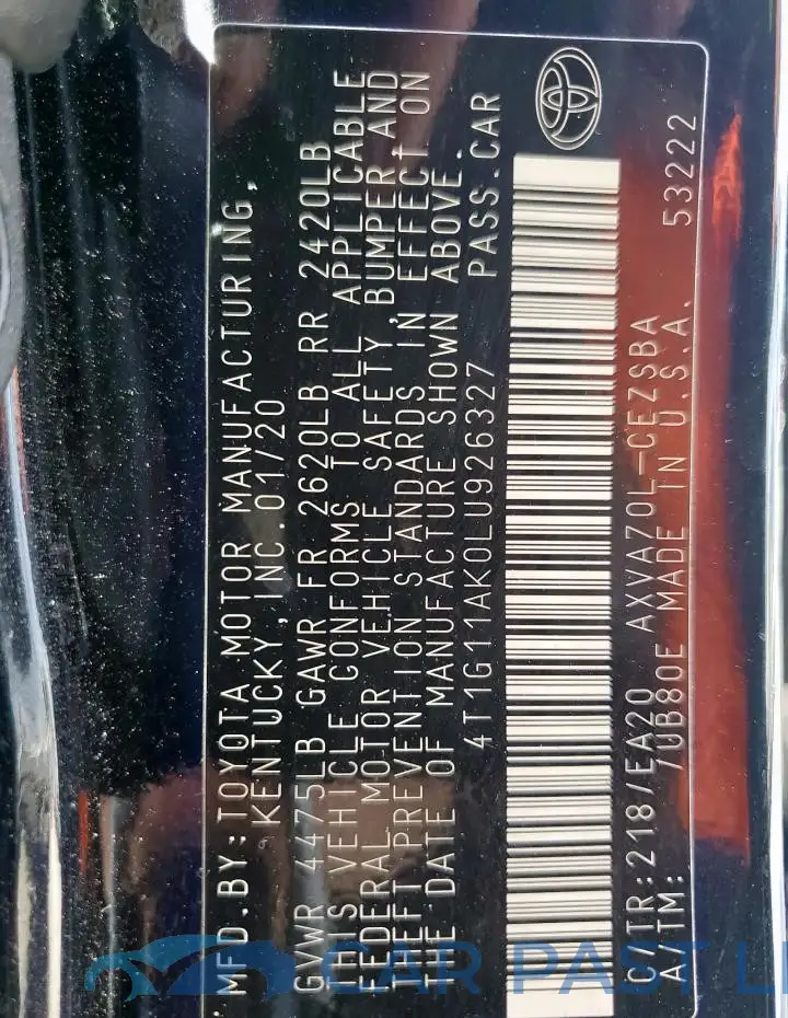 4T1G11AK0LU926327# 12