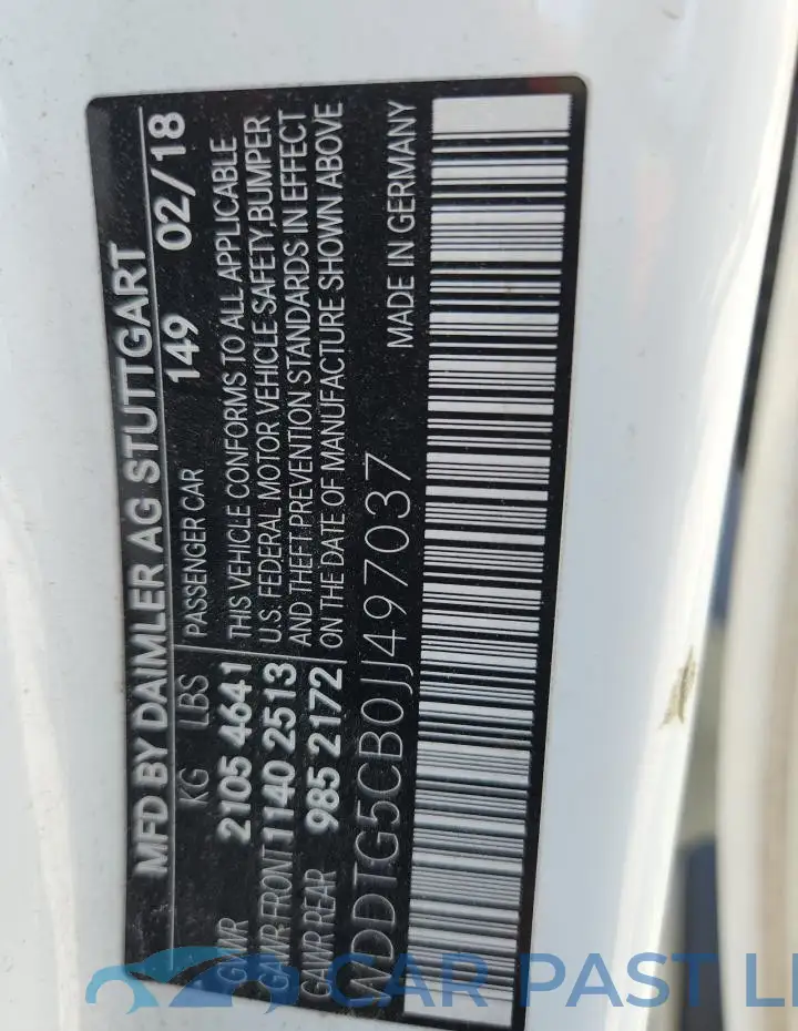 WDDTG5CB0JJ497037# 12