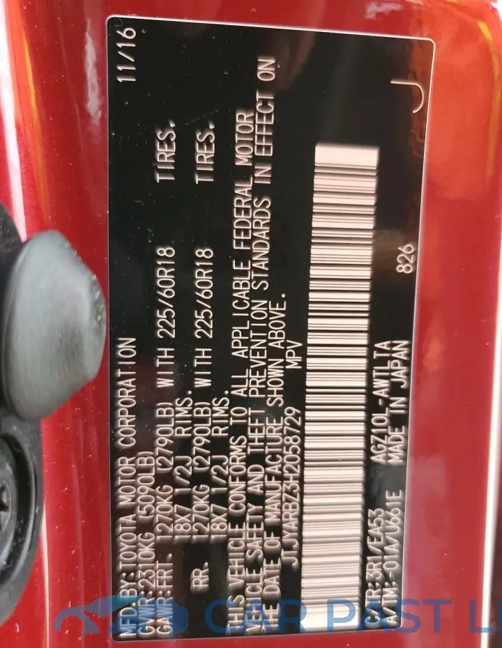 JTJYARBZ3H2058729# 13