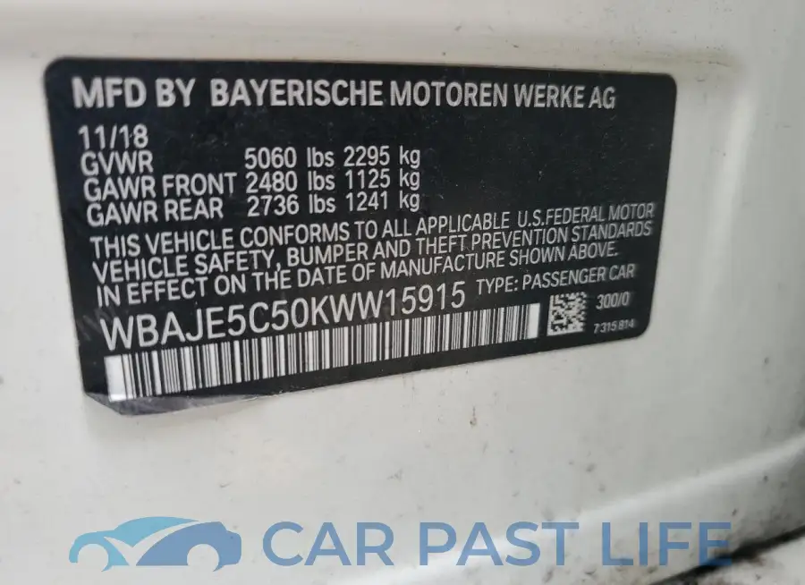 WBAJE5C50KWW15915# 12