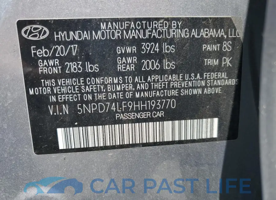 5NPD74LF9HH193770# 12