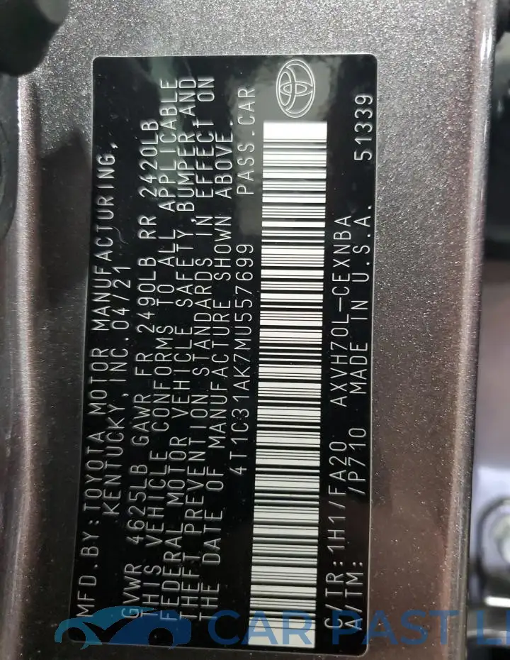 4T1C31AK7MU557699# 13