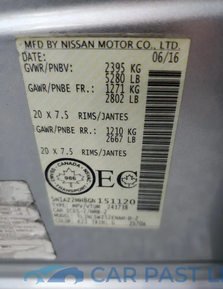 5N1AZ2MH8GN151120# 14