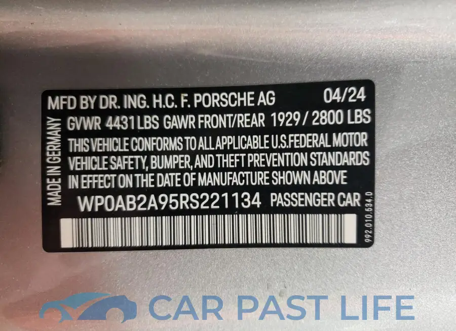 WP0AB2A95RS221134# 13