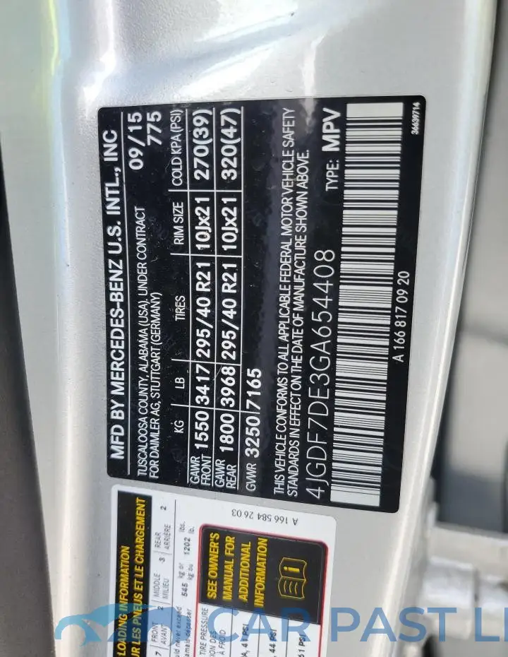 4JGDF7DE3GA654408# 12
