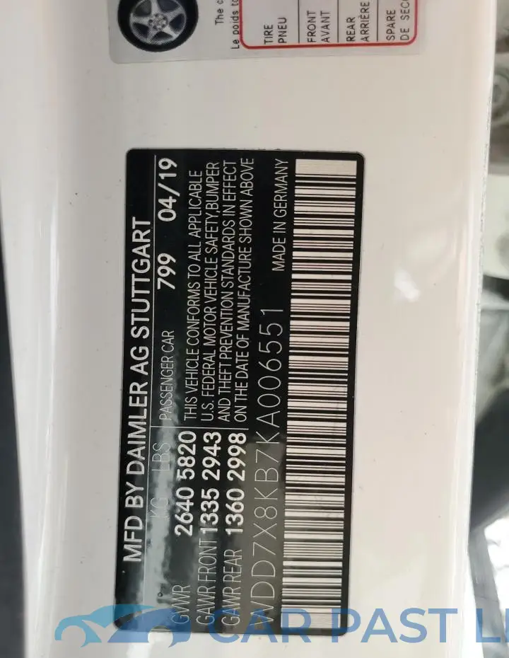 WDD7X8KB7KA006551# 12