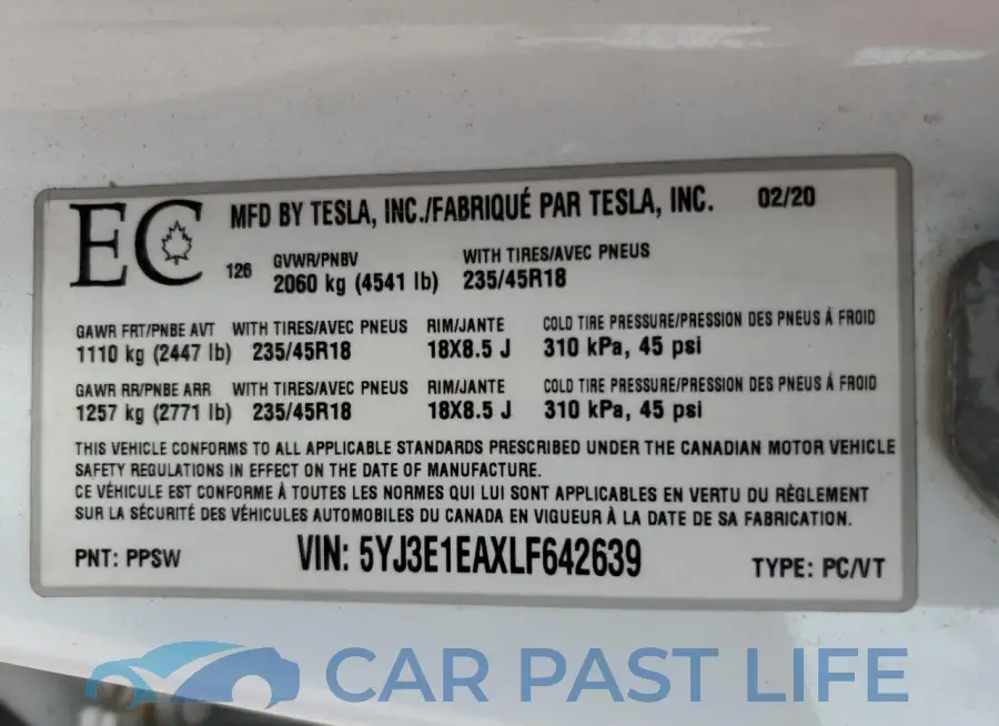 5YJ3E1EAXLF642639# 12