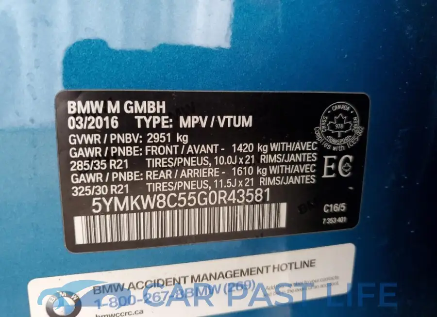 5YMKW8C55G0R43581# 13