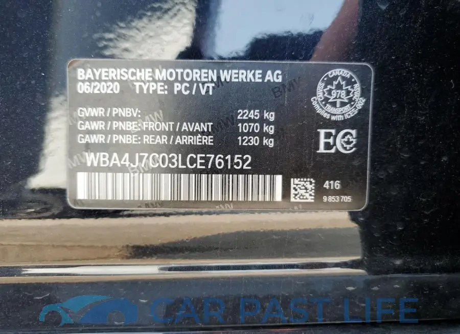 WBA4J7C03LCE76152# 12
