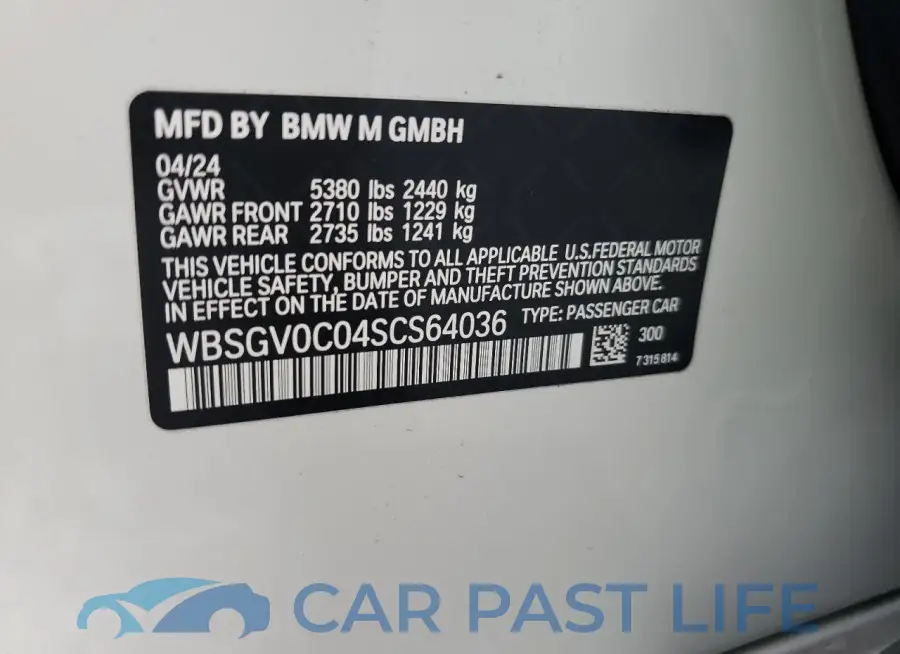 WBSGV0C04SCS64036# 12