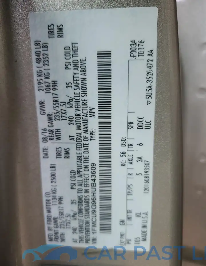 1FMCU9G96HUB43609# 13