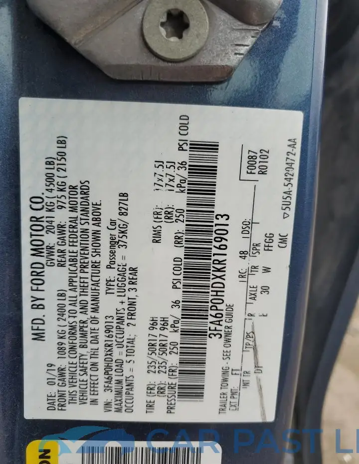 3FA6P0HDXKR169013# 12