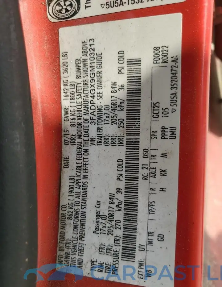 3FADP4GX9GM103213# 12