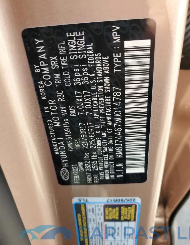 KM8J74A67MU014787# 13