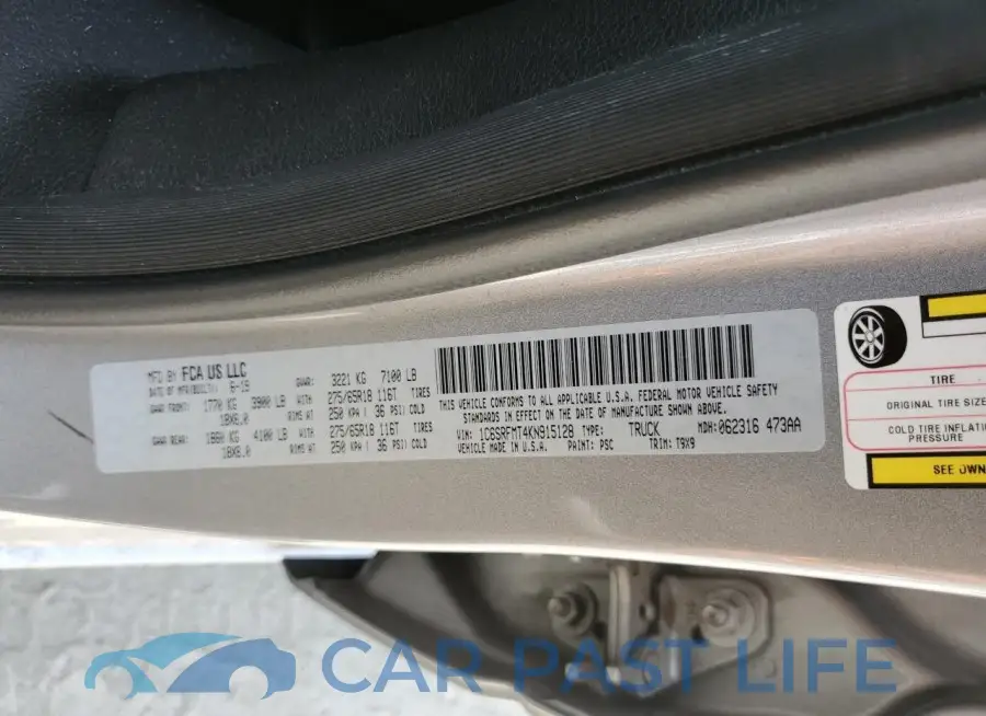 1C6SRFMT4KN915128# 12