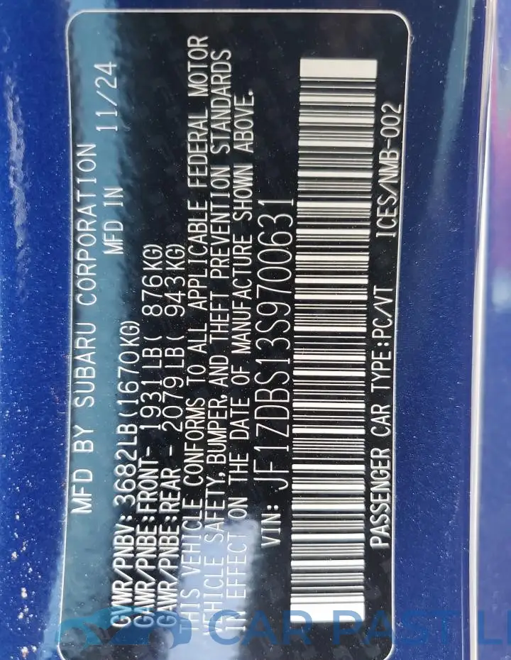 JF1ZDBS13S9700631# 13