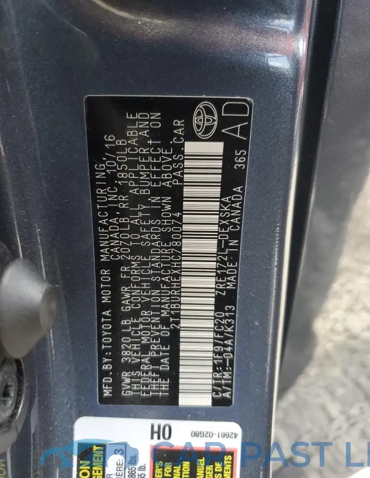 2T1BURHEXHC780074# 12