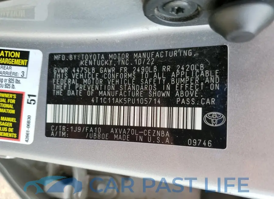 4T1C11AK5PU105714# 12