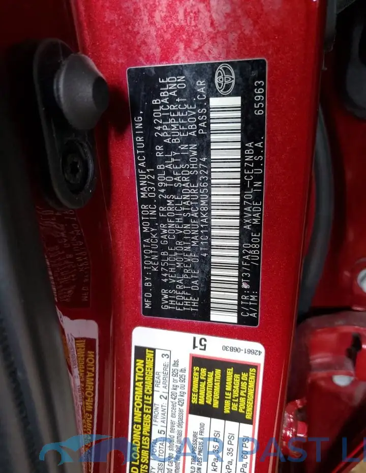 4T1C11AK8MU563274# 12
