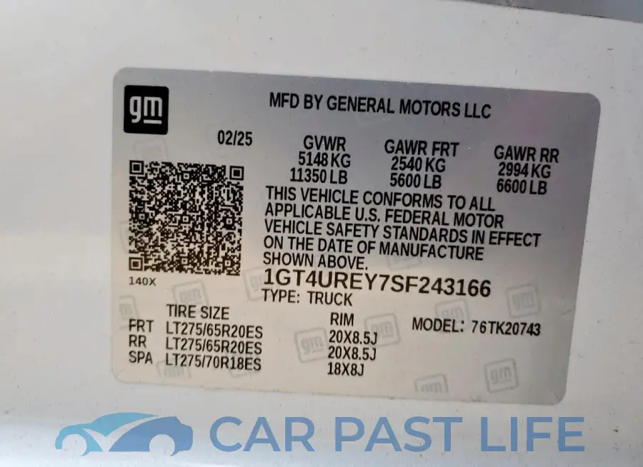 1GT4UREY7SF243166# 12