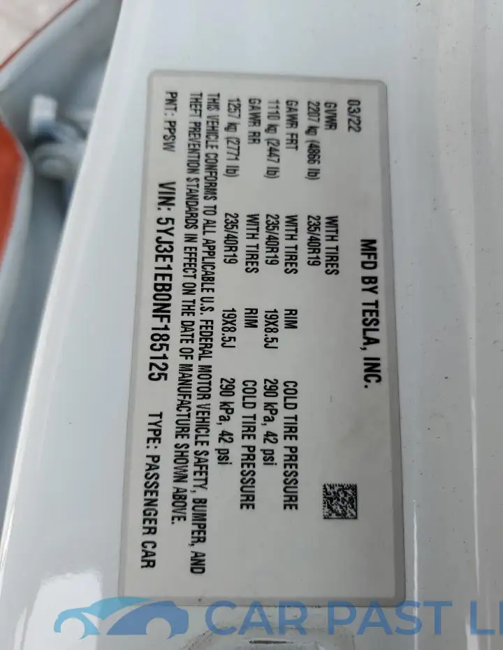 5YJ3E1EB0NF185125# 13