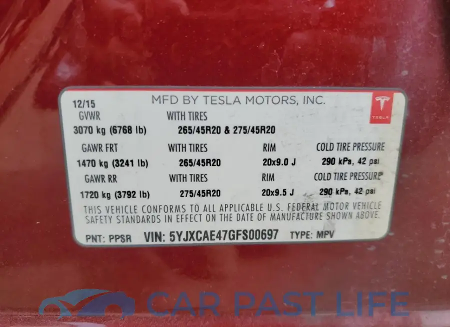 5YJXCAE47GFS00697# 14