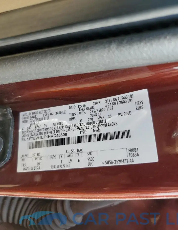 1FTEW1EF1HKC43808# 12