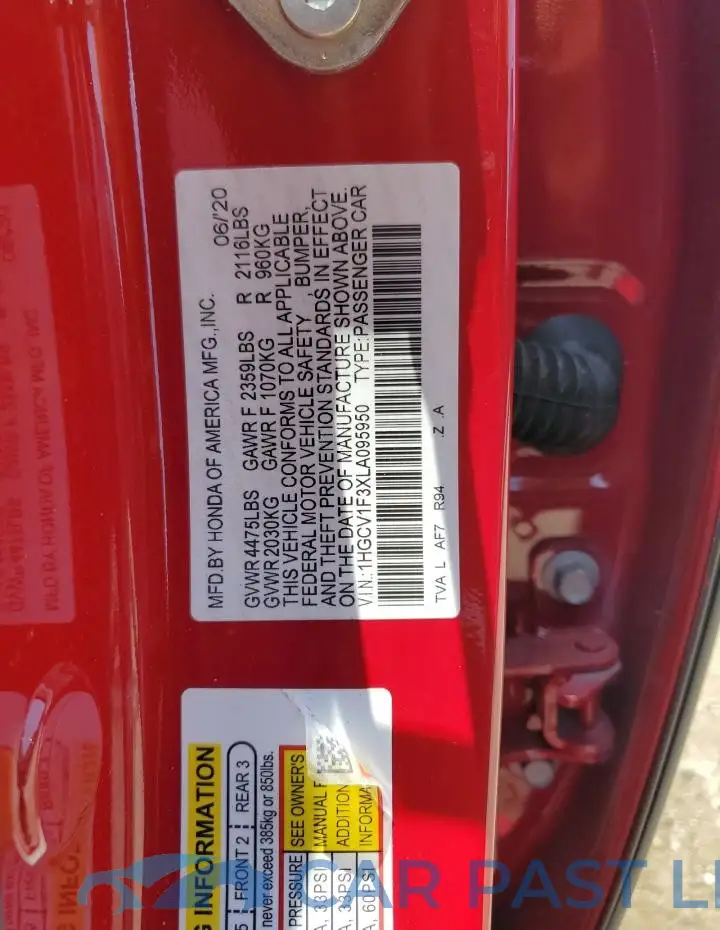 1HGCV1F3XLA095950# 12