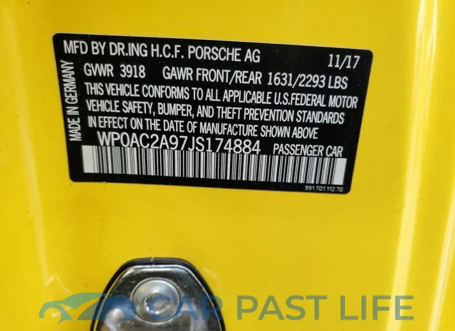 WP0AC2A97JS174884# 13