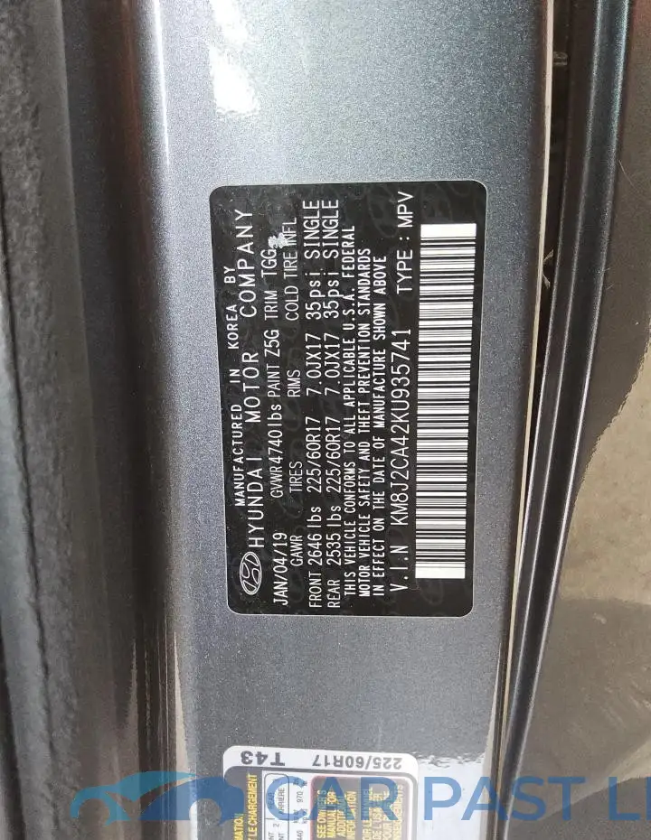 KM8J2CA42KU935741# 13