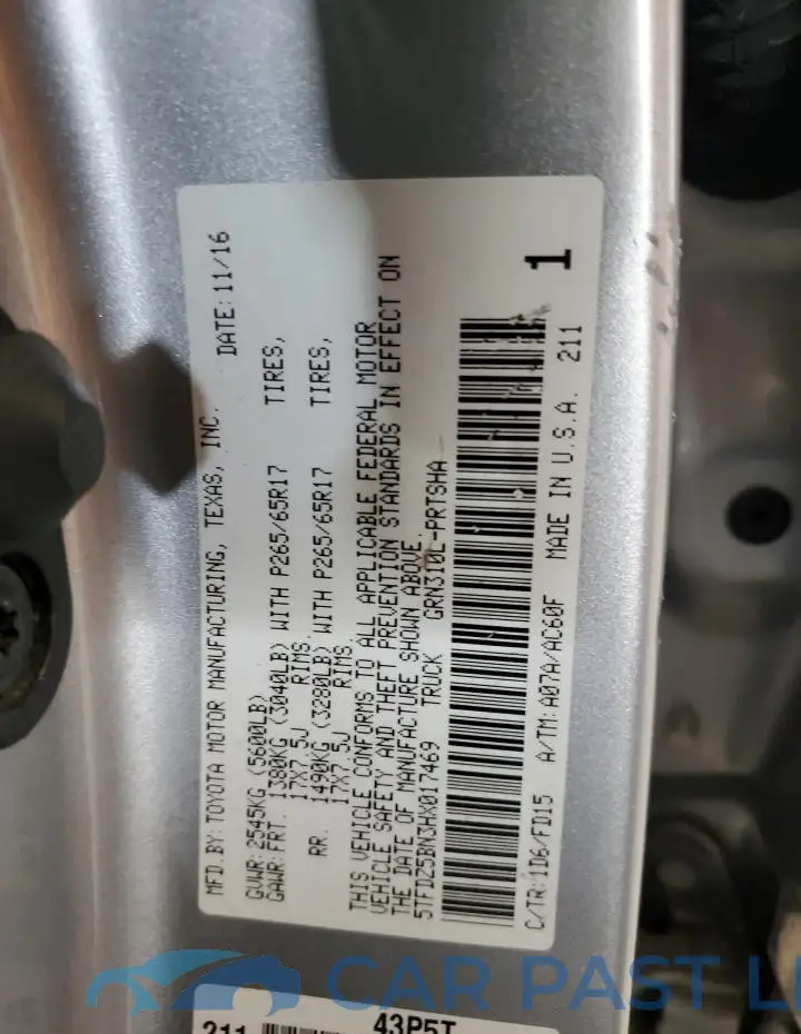 5TFDZ5BN3HX017469# 12