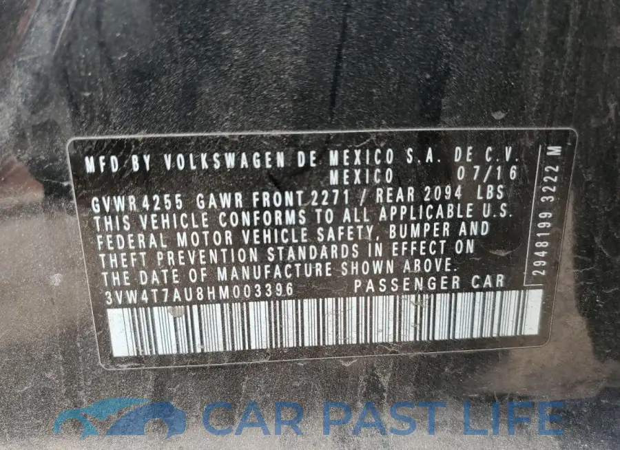 3VW4T7AU8HM003396# 12
