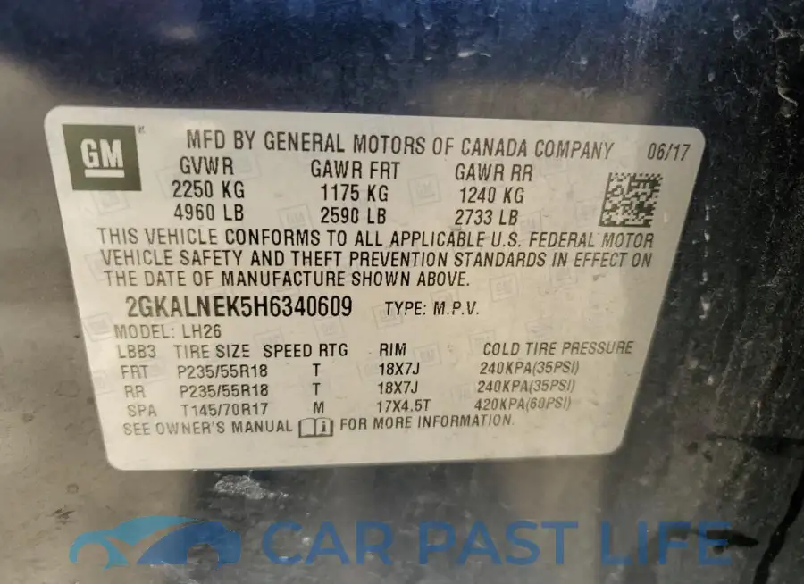 2GKALNEK5H6340609# 13