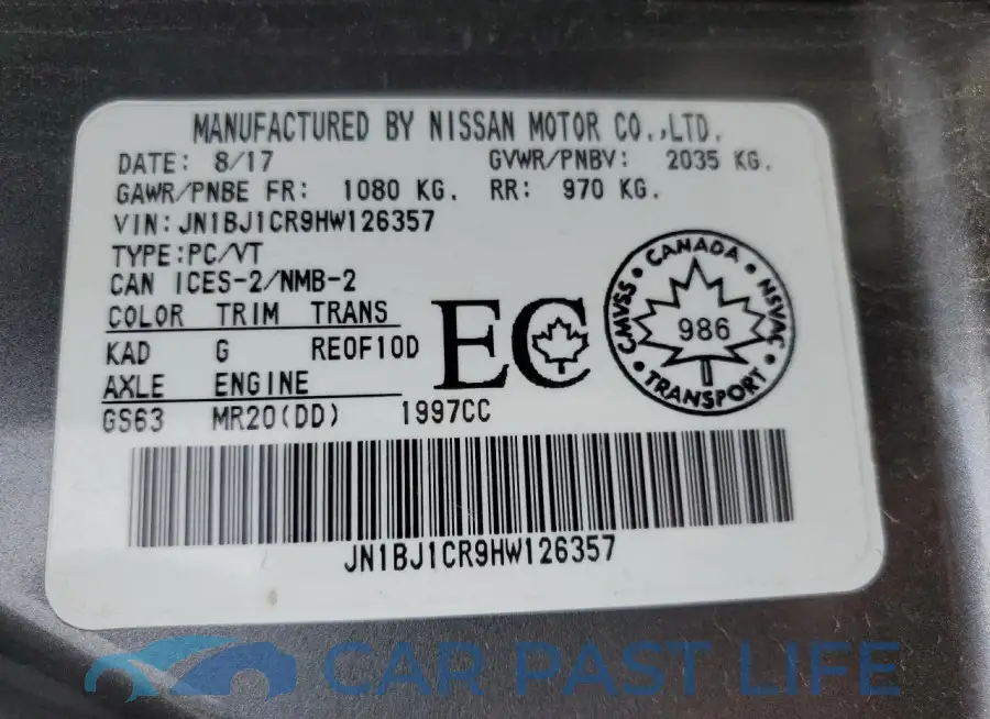 JN1BJ1CR9HW126357# 13