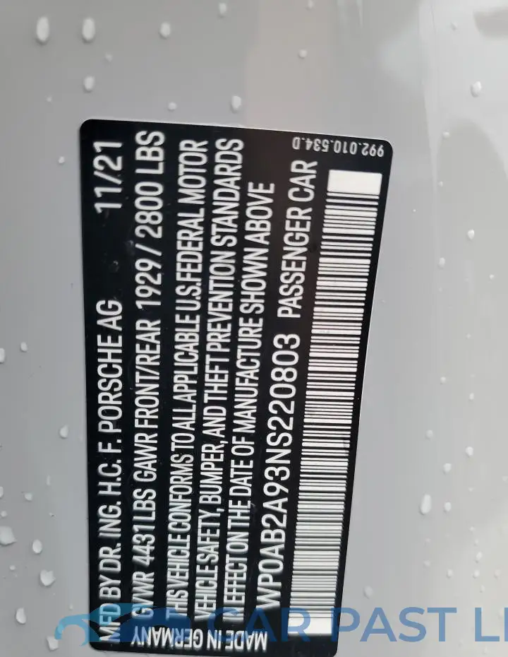 WP0AB2A93NS220803# 12