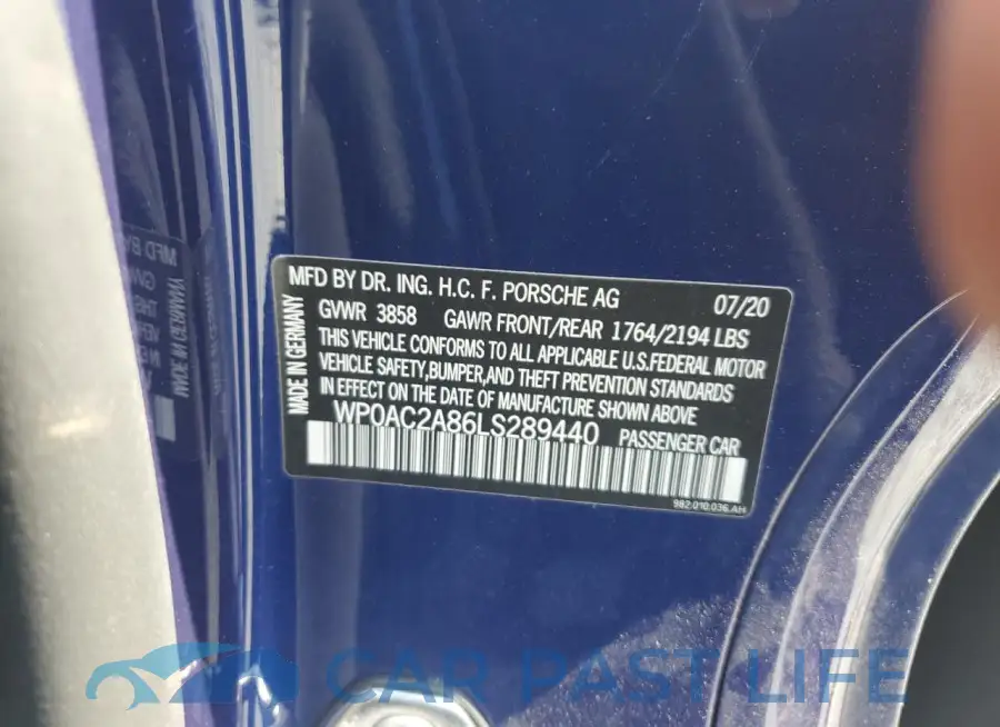 WP0AC2A86LS289440# 13