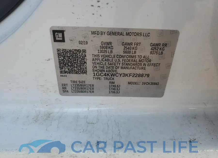 1GC4KWCY3KF228879# 12