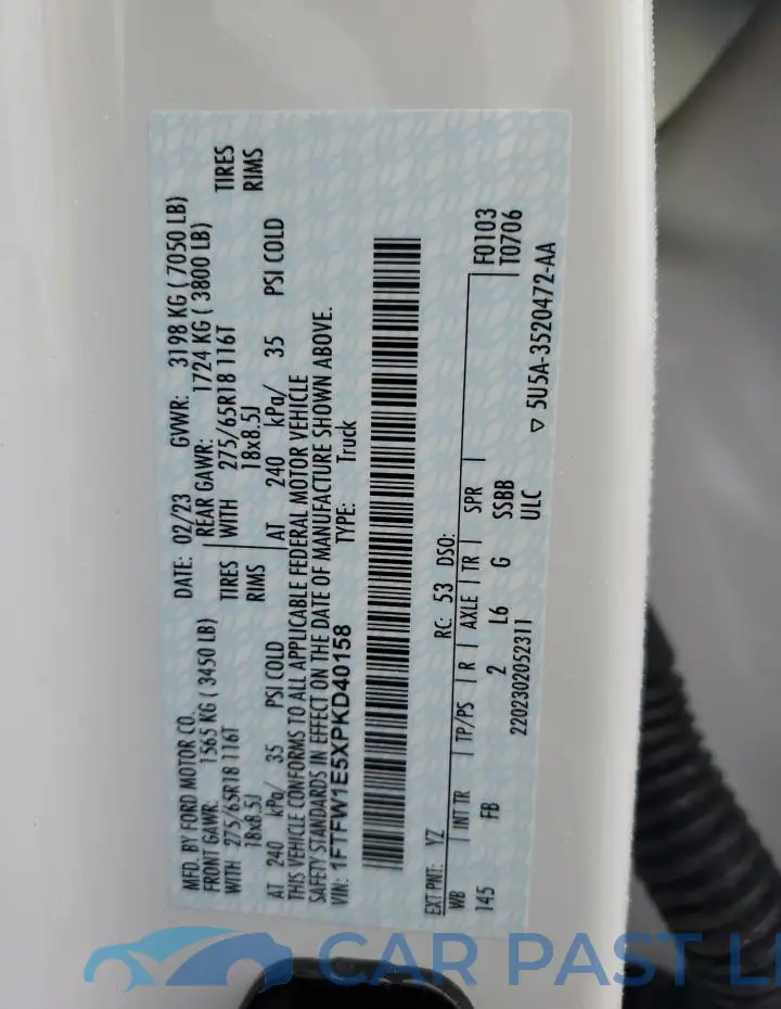 1FTFW1E5XPKD40158# 12