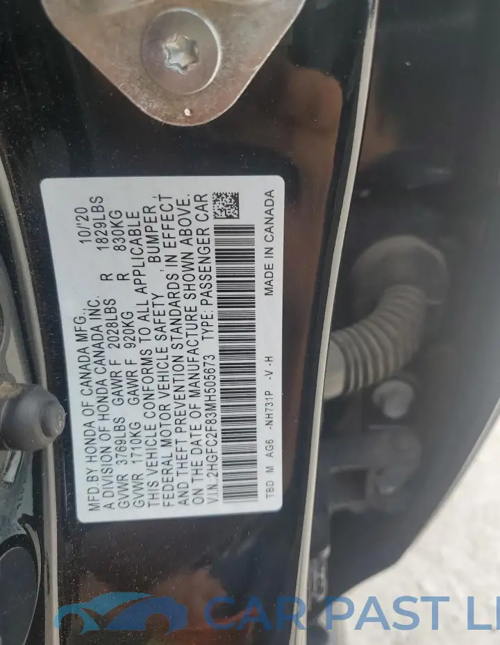 2HGFC2F83MH505673# 12