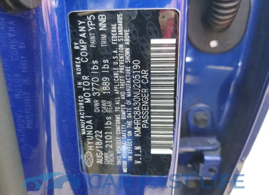 KMHRC8A30NU205190# 12