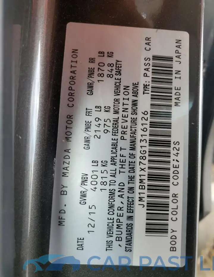 JM1BM1X78G1316126# 12