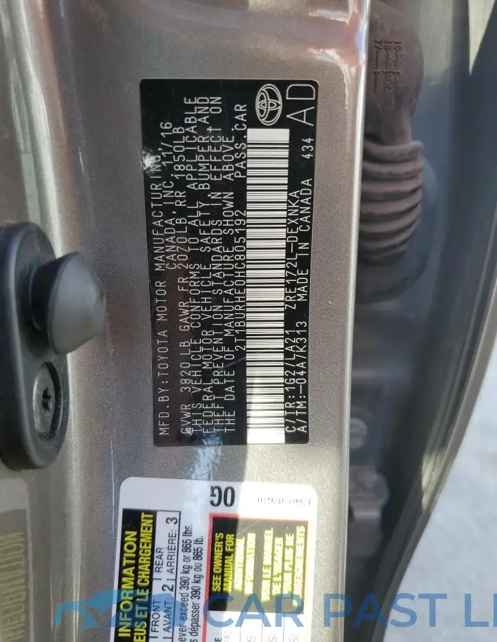 2T1BURHE0HC805192# 12