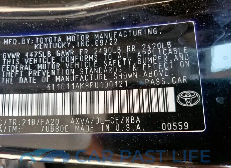 4T1C11AK8PU100121# 12