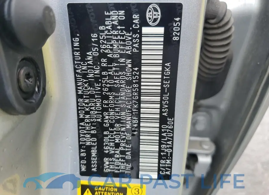 4T4BF1FK7GR581524# 13