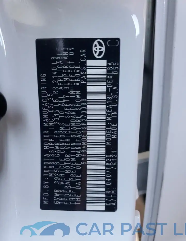 5YFB4MDE1SP273399# 12